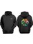 Unisex Peace Love Dope Tasarım Ön Arka Baskılı Normal Kalıp Siyah Sweatshirt 1