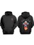 Unisex Sullen Iskelet Kafası Tasarım Ön Arka Baskılı Normal Kalıp Siyah Sweatshirt 1