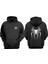 Unisex Örümcek Spider Çizim Tasarım Ön Arka Baskılı Normal Kalıp Siyah Sweatshirt 1