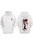 Unisex Anime Erkek Karakter Red Tasarım Ön Arka Baskılı Normal Kalıp Beyaz Sweatshirt 1