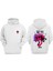 Unisex Love Me Pembe Kurukafa Yılan Tasarım Ön Arka Baskılı Normal Kalıp Beyaz Sweatshirt 1