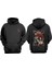 Unisex Gojıra Baykuş ve Tavşan Tasarım Ön Arka Baskılı Normal Kalıp Siyah Sweatshirt 1