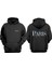 Unisex Paris City Love Tasarım Ön Arka Baskılı Normal Kalıp Siyah Sweatshirt 1