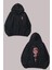 Red Dragon Cizimi Tasarım Ön Arka Baskılı Normal Kalıp Siyah Sweatshirt 1