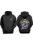 Unisex Angry Shark Beast Tasarım Ön Arka Baskılı Normal Kalıp Siyah Sweatshirt 1