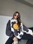 Kadın Smiley Face Kapüşonlu Sweatshirt - Siyah 2