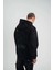 Uzun Kol Kapşonlu Yıkamalı Nakış Işlemeli Sweatshirt - Siyah 5