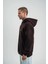 Unisex Üç Iplik Kapşonlu Nakışlı Sweatshirt - Kahve 4