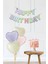 Makaron Renkler Happy Birthday Bannerlı Kalp Balonlu Doğum Günü Süsleme Seti 1
