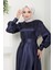Kadın Giyim Abiye Moda Saten Fiyonklu Uzun Tesettür Abiye Elbise 2745 4