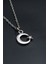 Minimal Ay Yıldız Gümüş Kaplama Unisex Düz Zincir Kolye kod 920 1