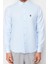 Erkek Moda Kısa Kol Dokuma Açık Mavi Slim Fit Nakışlı Smart Gömlek 1