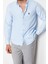 Erkek Moda Kısa Kol Dokuma Açık Mavi Slim Fit Nakışlı Smart Gömlek 3