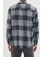 Erkek Moda Uzun Kol Dokuma Lacivert Oversize Oduncu Ekose Gömlek 4