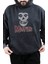Unisex Misfits Baskılı Kapüşonlu Yıkamalı Sweatshirt, Oversize Rock Metal Baskılı Retro Hoodie 1