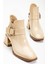 Kadın Topuklu Bot Bej Rugan Tokalı Klasik Vardola Taban 1