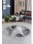 Halı Antrasit Karo Saçaklı Yuvarlak Kesme Ince Yolluk Kilim Salon Halısı Modelleri 1