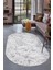 Halı Gri Karo Yıkanabilir Saçaksız Oval Kesme Ince Yolluk Kilim Salon Halısı Modeli 1