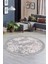Halı Gri3 Karo Saçaklı Yuvarlak Kesme Ince Yolluk Kilim Salon Halısı Modelleri 1