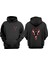Unisex Anka Kuşu ve Ninja Yıldızı Tasarım Ön Arka Baskılı Normal Kalıp Siyah Sweatshirt 2