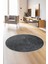 Halı Antrasit K1290 Yuvarlak Kaymaz Kesme Ince Yolluk Kilim Salon Halısı Modelleri 1