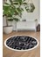 Halı Siyah K1320 Saçaklı Yuvarlak Kesme Ince Yolluk Kilim Salon Halısı Modelleri 1