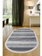 Halı Gri 9026 Yıkanabilir Saçaklı Oval Kesme Ince Yolluk Kilim Salon Halısı Modeli 1