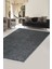 Halı Antrasit K1290 Yıkanabilir Saçaklı Kesme Ince Yolluk Kilim Salon Halısı Modeli 1