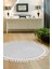 Peluş Halı Açık Gri Saçaklı Yuvarlak Kesme Post Yolluk Kilim 1