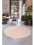 Peluş Halı Pembe Yıkanabilir Yuvarlak Kesme Post Yolluk Kilim 1