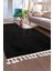 Peluş Halı Siyah Düz Desenli Saçaklı Kesme Post Yolluk Kilim 1