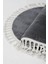 Peluş Halı Koyu Gri Saçaklı Oval Kesme Post Yolluk Kilim 3