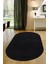 Peluş Halı Siyah Yıkanabilir Oval Post Kesme Yolluk Kilim 1