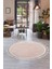 Peluş Halı Pembe Saçaklı Yuvarlak Kesme Post Yolluk Kilim 1