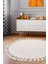 Peluş Halı Açık Vizon Saçaklı Yuvarlak Kesme Post Yolluk Kilim 1