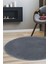 Peluş Halı Koyu Gri Yıkanabilir Yuvarlak Post Yolluk Kilim 1