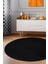 Peluş Halı Siyah Yıkanabilir Yuvarlak Kesme Post Yolluk Kilim 1