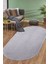 Peluş Halı Açık Gri Yıkanabilir Oval Kesme Post Yolluk Kilim 1
