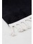 Peluş Halı Siyah Düz Desenli Saçaklı Kesme Post Yolluk Kilim 3