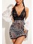 Siyah Zebra Desenli Dantelli Gecelik 15588 1