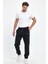 Erkek Siyah Regular Fit Beli Lastikli Note To Myself Baskılı Rahat Pamuklu Eşofman Altı RF0416 4