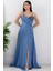 Saten Krep Askılı Elbise 13415 5