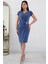 Beli Tokalı V Yaka Kısa Kol Anvelop Abiye Elbise 13444 3