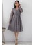 Kruvaze Yaka Kuşaklı Midiboy Dantel Abiye Elbise 13453 5
