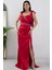 Önü ve Beli Taşlı Saten Abiye Elbise DMN4641 3