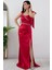 Önü ve Beli Taşlı Saten Abiye Elbise DMN4641 4