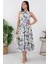 Halter Yaka Midi Çiçekli Elbise GRS3432 1