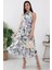 Halter Yaka Midi Çiçekli Elbise GRS3432 2