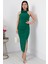 Gül Detay Yırtmaçlı Krep Elbise NY4264 1