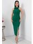Gül Detay Yırtmaçlı Krep Elbise NY4264 4